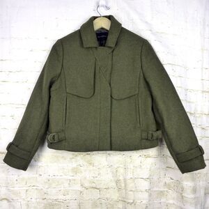 Banana Republic Jacket Womens XS Olive Green Heritage Wool Blend Military Crop